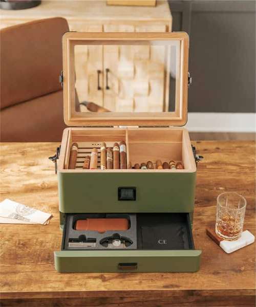 10. Fall Eleganz klaro militärischen Glasplatte Humidor